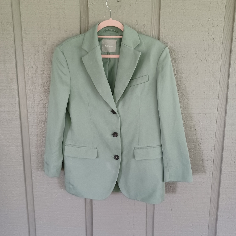 Everlane The 80s Oversized Blazer Size 0 Women Three Button Tencel Cotton Blend